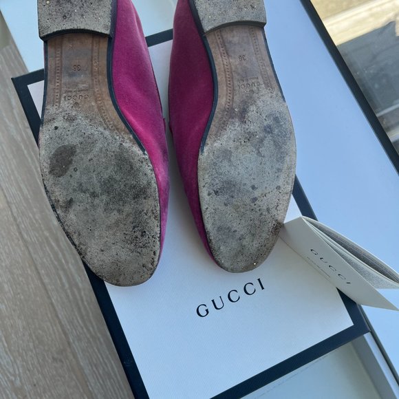 Gucci Pink Velvet Loafers (38) - Picture 4 of 9